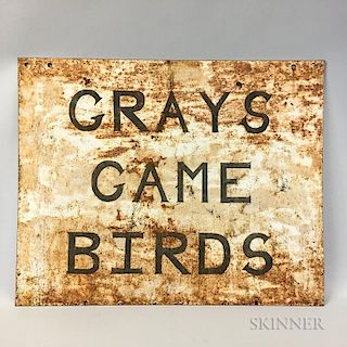 "Gray's Game Birds" Painted Sheet Iron Sign