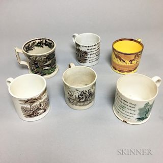 Six Transfer-decorated Ceramic Child's Mugs