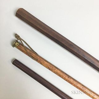 Two Unmounted Cane Shafts and a Measuring Cane/Stick