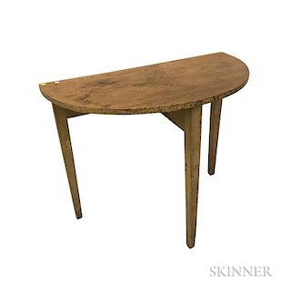 Country Yellow-painted Pine Demilune Console Table