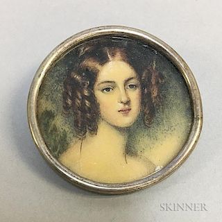 Portrait Miniature Brooch of a Woman
