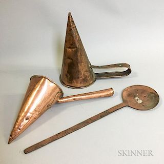 Two Copper Ale Horns and a Skimmer