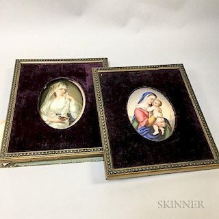 Two Framed Porcelain Portrait Plaques