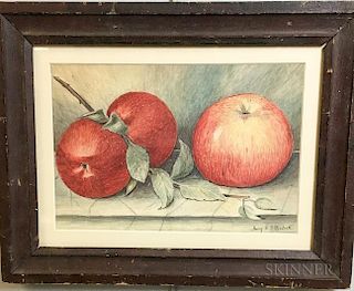 Framed Watercolor Still Life with Apples
