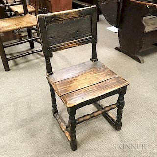 Early Black-painted Maple and Pine Chair