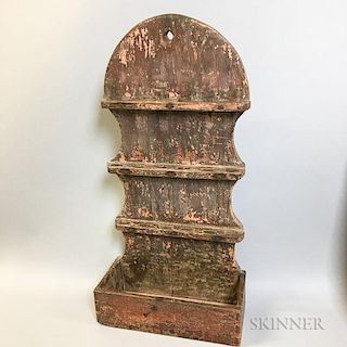 Red-painted Pine Hanging Wall Spoon Rack