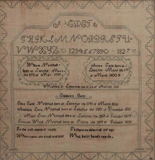 1827 Schoolgirl Sampler & Family Register