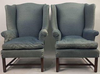 Two Upholstered Wing Back Chairs
