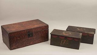 Three Painted Wood Boxes