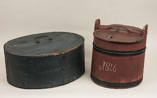 Two Painted Wood Containers