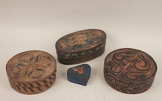 Four Painted Wood Boxes