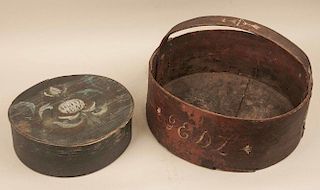 Two Antique Painted Wood Boxes/Containers