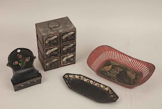 Assorted Painted Tin Items