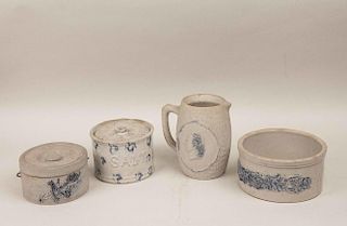 Four Blue and White Ceramic Items