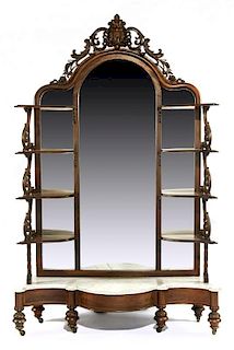 Victorian rosewood etagere with marble