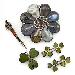 Victorian Scottish agate and sterling silver lot
