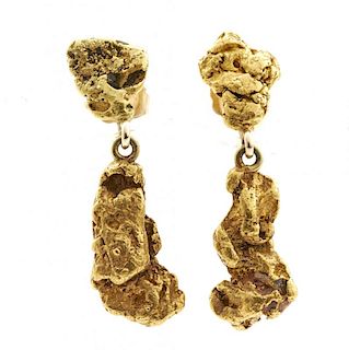 Natural gold nugget earrings