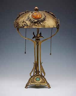 Austrian brass and chunk jewel lamp
