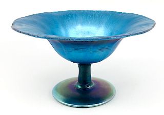 L.C. Tiffany blue favrile compote