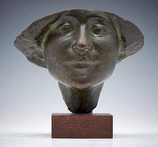 Bronze face of a woman, anonymous