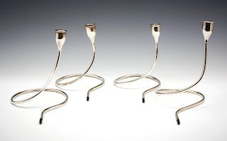 Four Towle mid century sterling asymmetrical candlesticks
