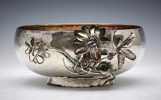 Geo. Shreve & Co silver bowl with applied flowers