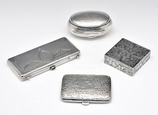Grouping of four sterling silver boxes