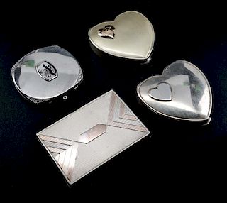 Grouping of four sterling silver compacts