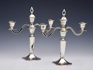 Pair of cased Old Friend sterling silver candlesticks