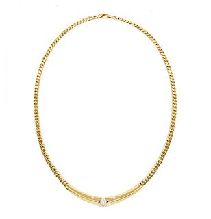 18k Yellow gold and diamond necklace