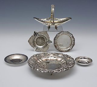 Grouping of six silver items