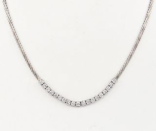 18k White gold and diamond tennis necklace