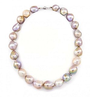 12mm-20mm iridescent, baroque Chinese pearl necklace