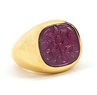 James Taffin Givenchy 22k Gold, Rubellite Ring