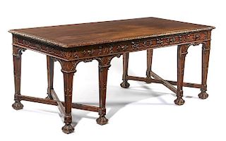 English mahogany Jacobean style 8 leg desk