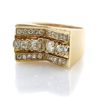 14k Yellow gold and diamond ring