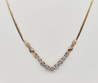 14k Yellow gold and diamond necklace