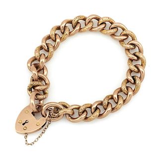 9k Rose gold Victorian heart lock bracelet.