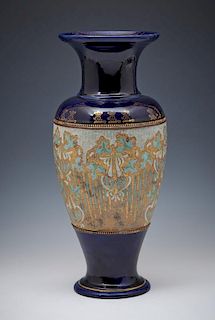 Royal Doulton Slater cobalt vase, 18 1/2" t
