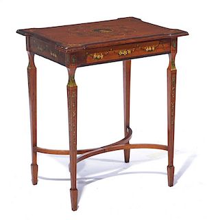 An Edwardian decorated mahogany side table