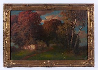 Hermann Traugott Rudisuhli, Woodland Scene, oil/wood panel