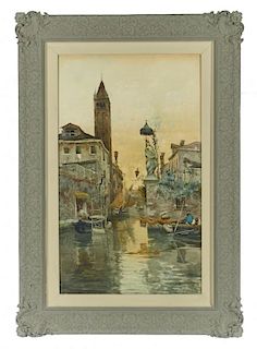 Vettore Zanetti-Zilla, Venice Canal Scene, Watercolor