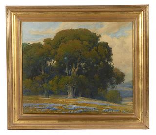 Percy Gray, "Monterey Oaks", watercolor