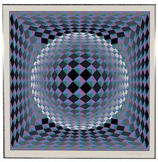 Victor Vasarely, "Athmos", abstract serigraph