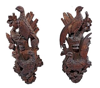 Pair of large Black Forest carvings, 25" t