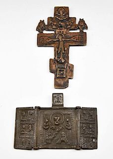 Two bronze Russian icons