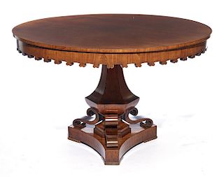19th c Swedish walnut round dining table