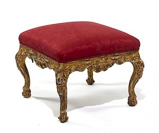 Louis XV French carved gilt wood and upholstered stool