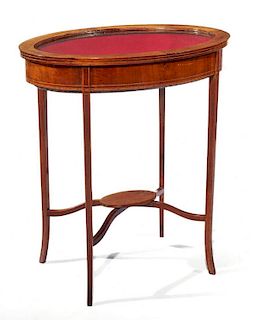 French mahogany glass top display table
