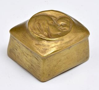 P. Tereszczuk, Art Nouveau bronze stamp box, signed
